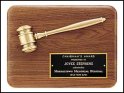 9 " X 12" American Walnut Plaque with an Antique Bronze Gavel