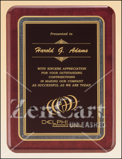 9 X 12 Rosewood stained finish plaque with black border - Click Image to Close