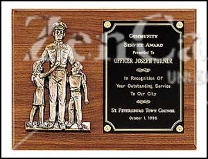 9 X 12 Police Award with Antique Bronze Finish Casting - Click Image to Close