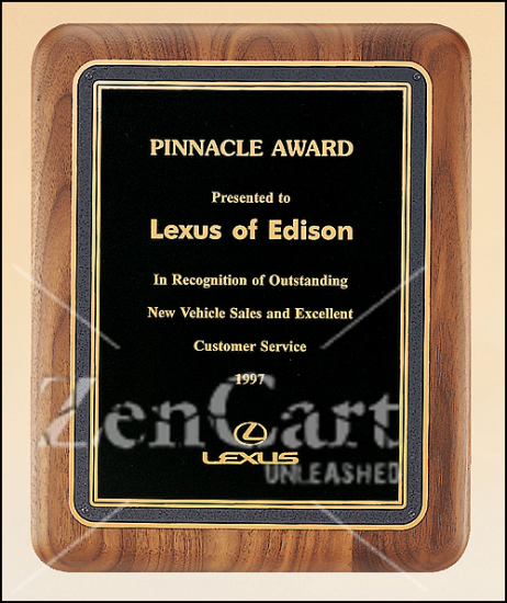 7" X 9" Solid American walnut plaque with a black fl. border - Click Image to Close