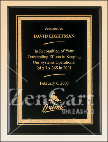 8 X 10 Black stained plaque w/ a black textured plate - Click Image to Close