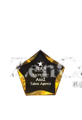 OCJLST7BKB - 7" Black/Gold Acrylic Luminary Star - Click Image to Close