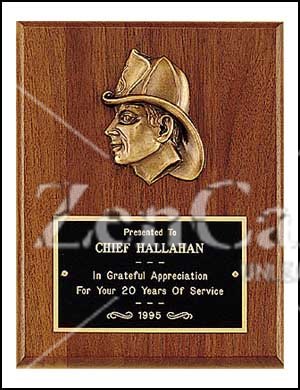 7 X 9 Firematic Award with Antique Bronze Finish Casting - Click Image to Close