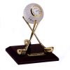 OCMC-3602 - Crystal Golf Clock with Gold Plated Golf Club Stand