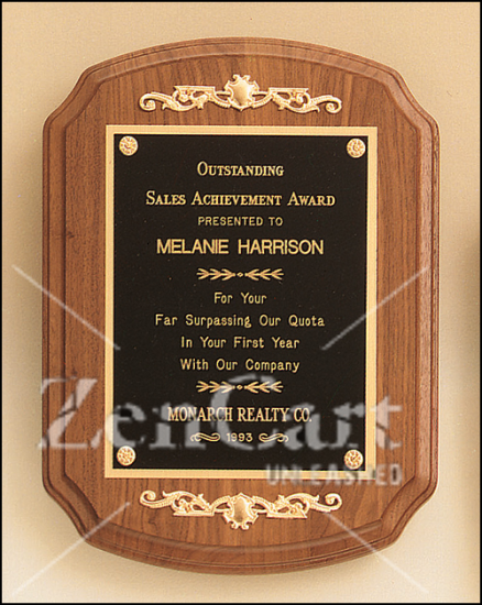 11 X 15 American walnut plaque with casting accents - Click Image to Close