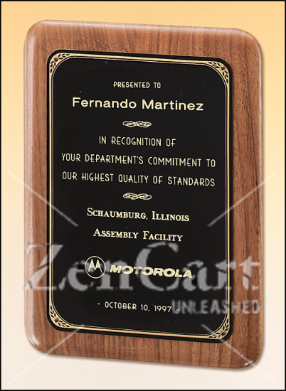 9 X 12 Solid American walnut plaque w/ black brushed edge - Click Image to Close