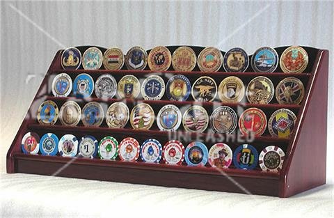 4 Row Coin Display Rack Cherry - Click Image to Close