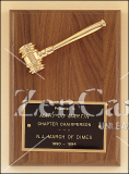 5" x 7" American walnut plaque with a goldtone metal gavel