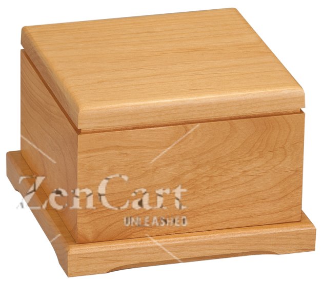 JURN01 5 ” X 5 ” X 2-1/2 ” Red Alder Pet Urn with Laserable Lid - Click Image to Close