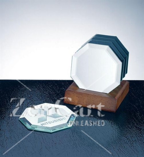 OCPRGH005 - Octagon Mirror Coaster Set and Wood Base - Click Image to Close