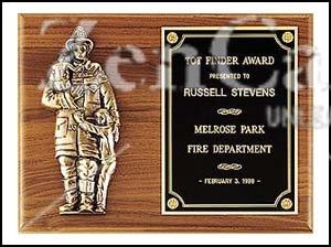 9 X 12 Firematic Award with Antique Bronze Finish Casting - Click Image to Close