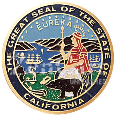 State Seal of California, 2 Inch Etched Enameled - Click Image to Close