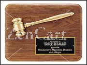 9 " X 12" American Walnut Plaque with an Antique Bronze Gavel