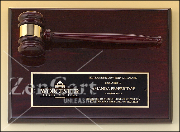9" X 12" Rosewood stained piano finish gavel plaque - Click Image to Close
