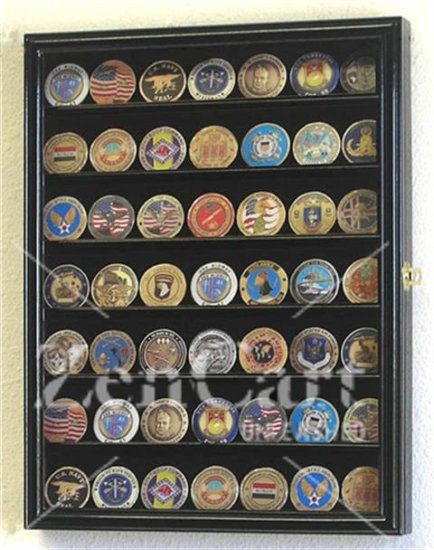 49 Challenge Coin Display Case Cabinet Black - Click Image to Close