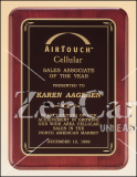 8 X 10 1/2 Rosewood stained finish plaque w/ gloss black border