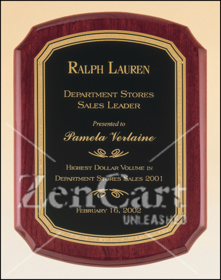 9 X 12 Rosewood plaque w/ a black textured plate and border - Click Image to Close