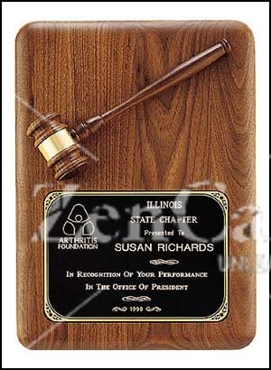 11" X 15" American Walnut Plaque with Walnut Gavel - Click Image to Close