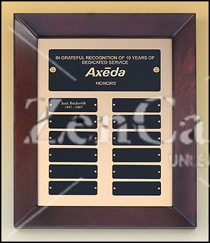 12 X 15 Perpetual Plaque with 12 Black Brass Plates - Click Image to Close