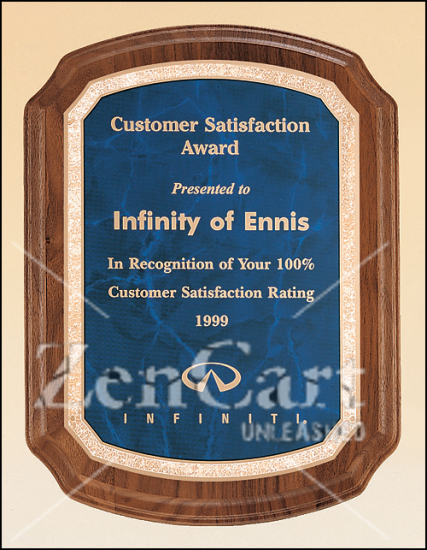 8 X 10 1/2 Sapphire Solid American walnut plaque - Click Image to Close