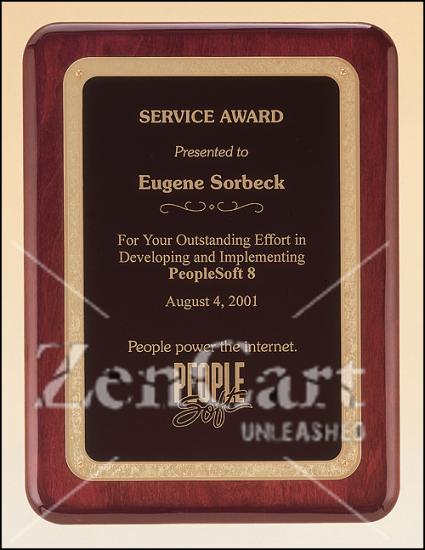 12 X 15 Rosewood stained finish plaque with gold border - Click Image to Close